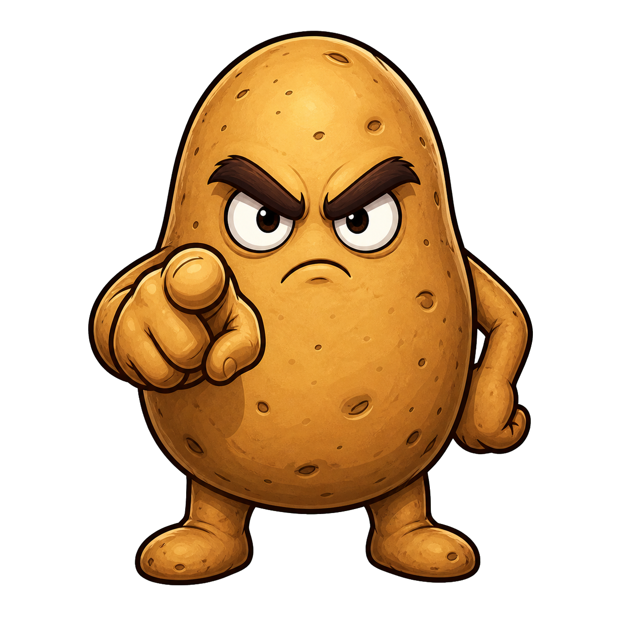 The potato himself sternly pointing at you